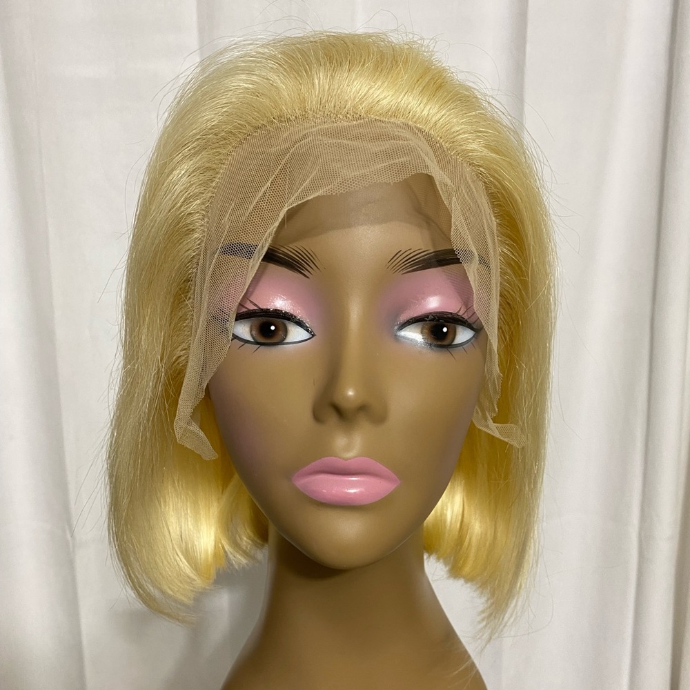 13x4 HD Lace Front Wig 613 Blonde Human Hair 180% Density Glue-less 10 Inch Bob